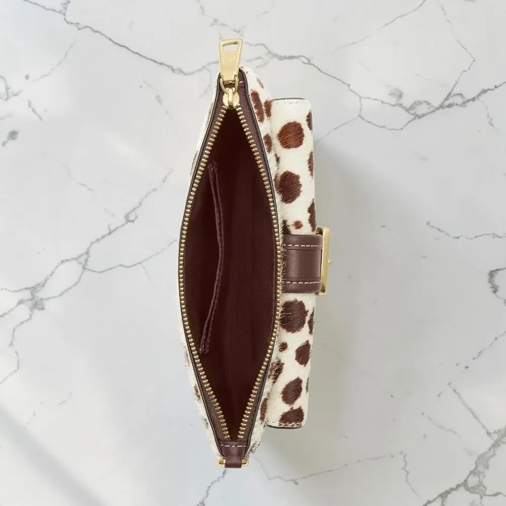 Coach Ashton Wristlet In Haircalf Gold/Dark Brown Chalk Cheetah Print CEN13 NWT